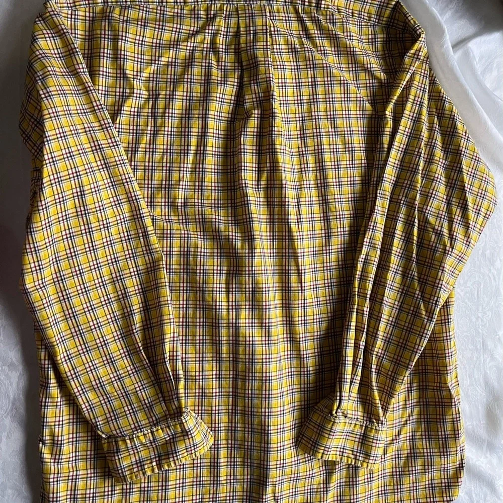 Ralph Lauren Yellow and Blue Casual Button Down Shirt long sleeve size Med